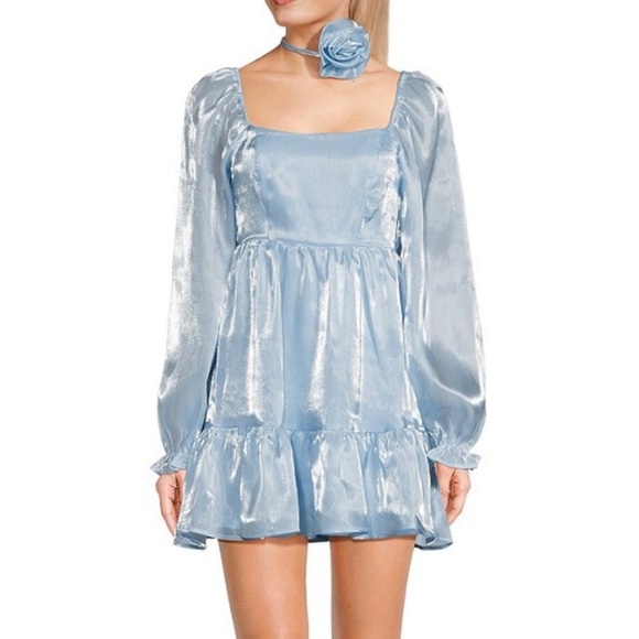 Midnight Doll Dress Blue Pastel Open Back with Bows Prom Wedding Easter Size L - Picture 3 of 15